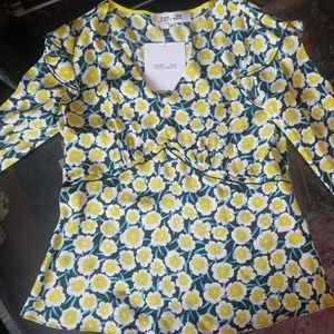 DVF Charlie Silk Crepe de Chine Top Sz 6,100% Silk